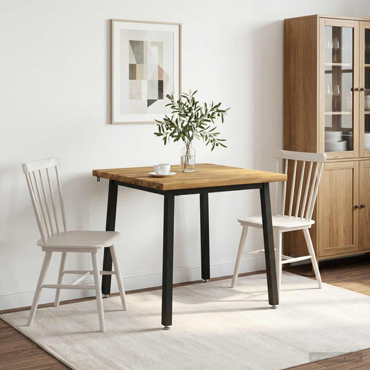70 x 70 x 75 cm Solid Acacia Wood White and Black Square