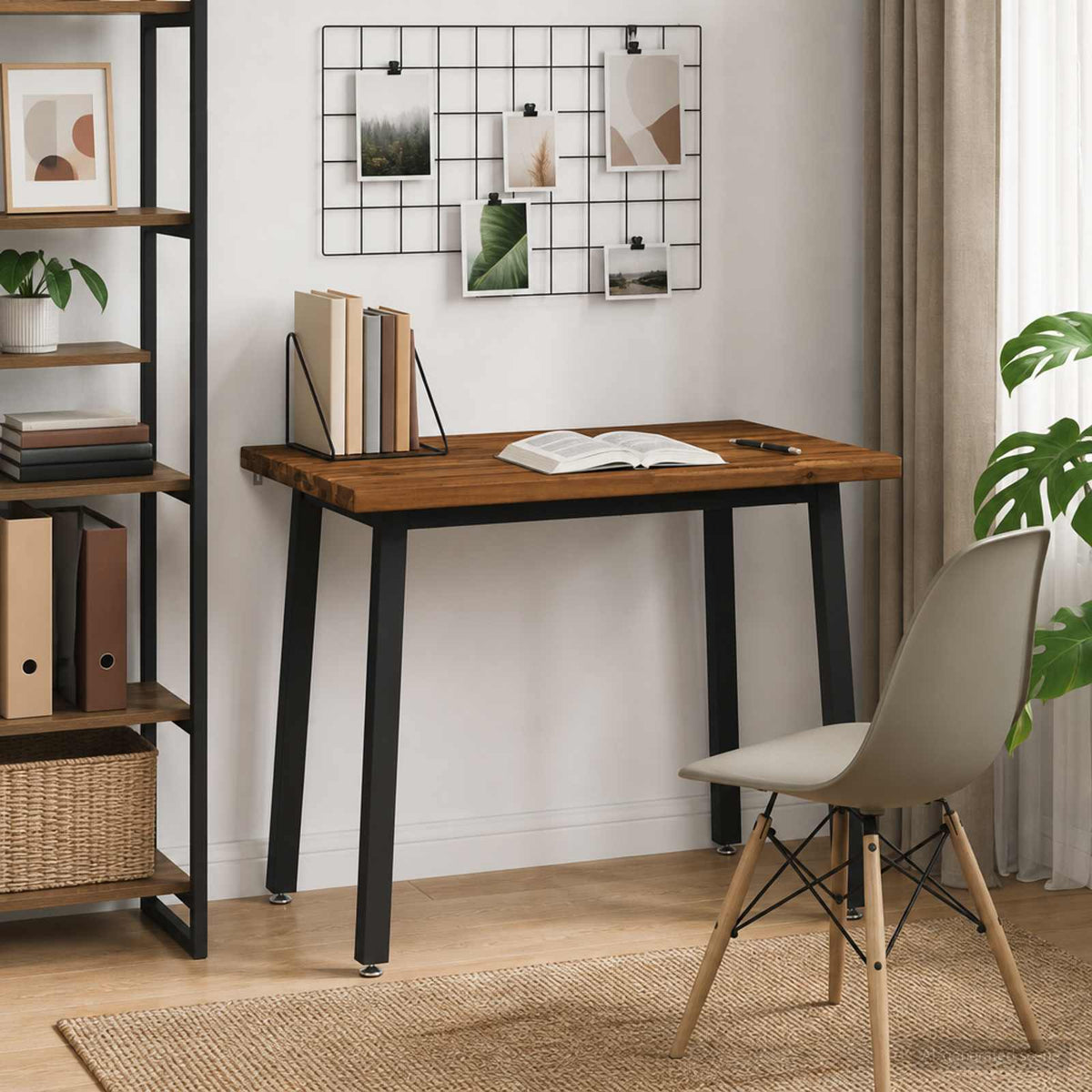 110 x 55 x 75 cm Solid Acacia Wood Natural and Black