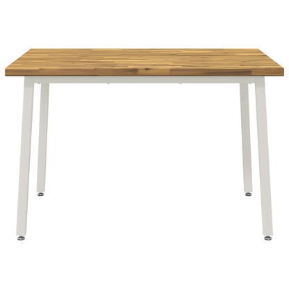 120 x 70 x 75 cm Solid Acacia Wood White Rectangular