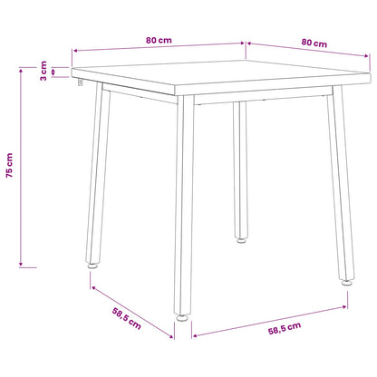 80 x 80 x 75 cm Solid Acacia Wood Natural and Coffee Square