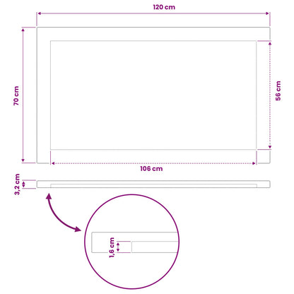 Rectangular Table Top 120 x 70 x 3.2 cm Rectangular