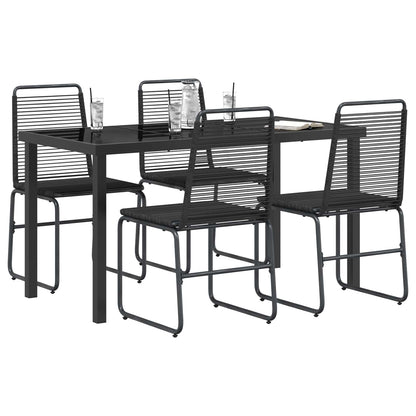 Garden Set 5 pcs Black Metal and Rattan