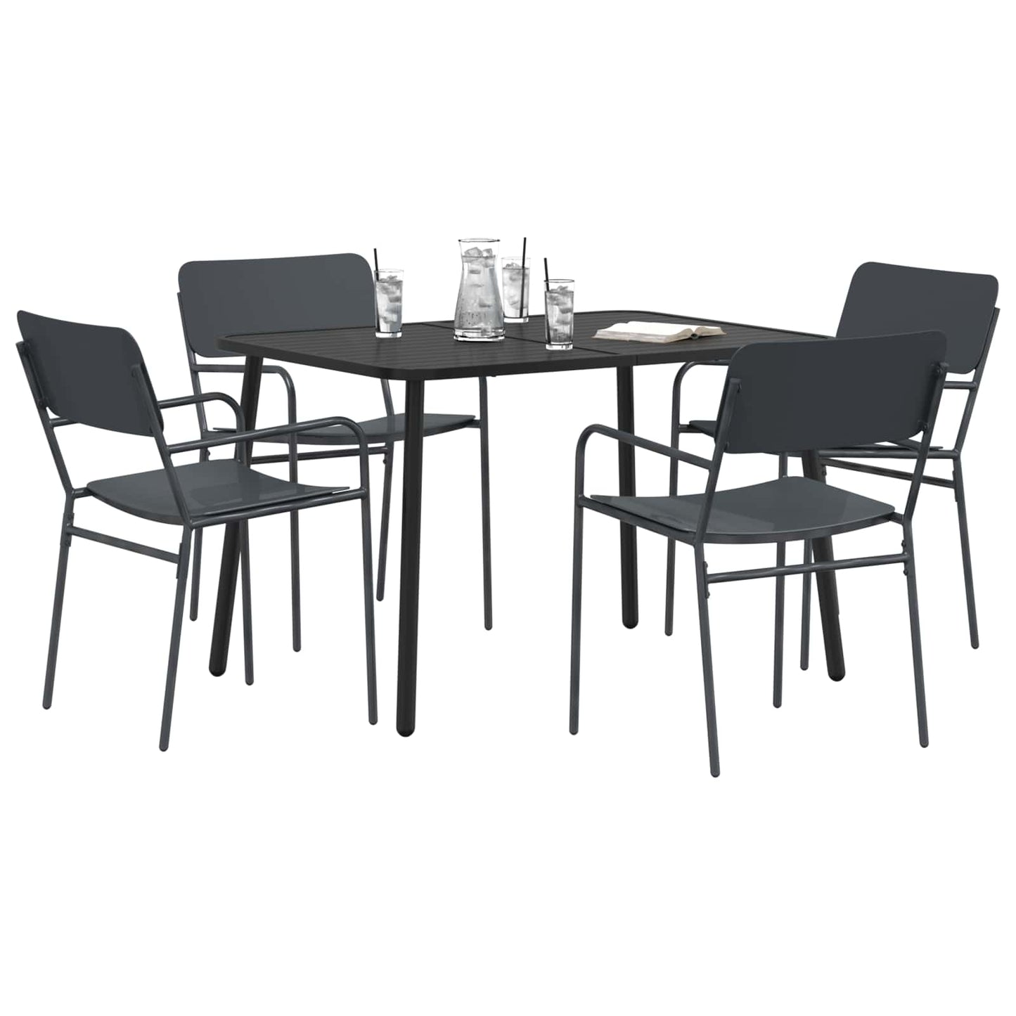 Dining Set 5 pcs Anthracite Steel