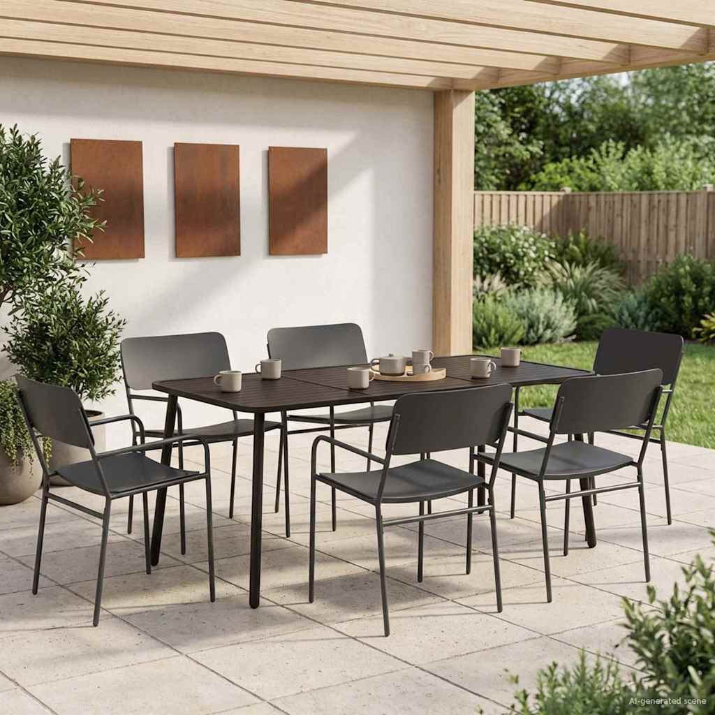 Dining Set 7 pcs Anthracite Steel