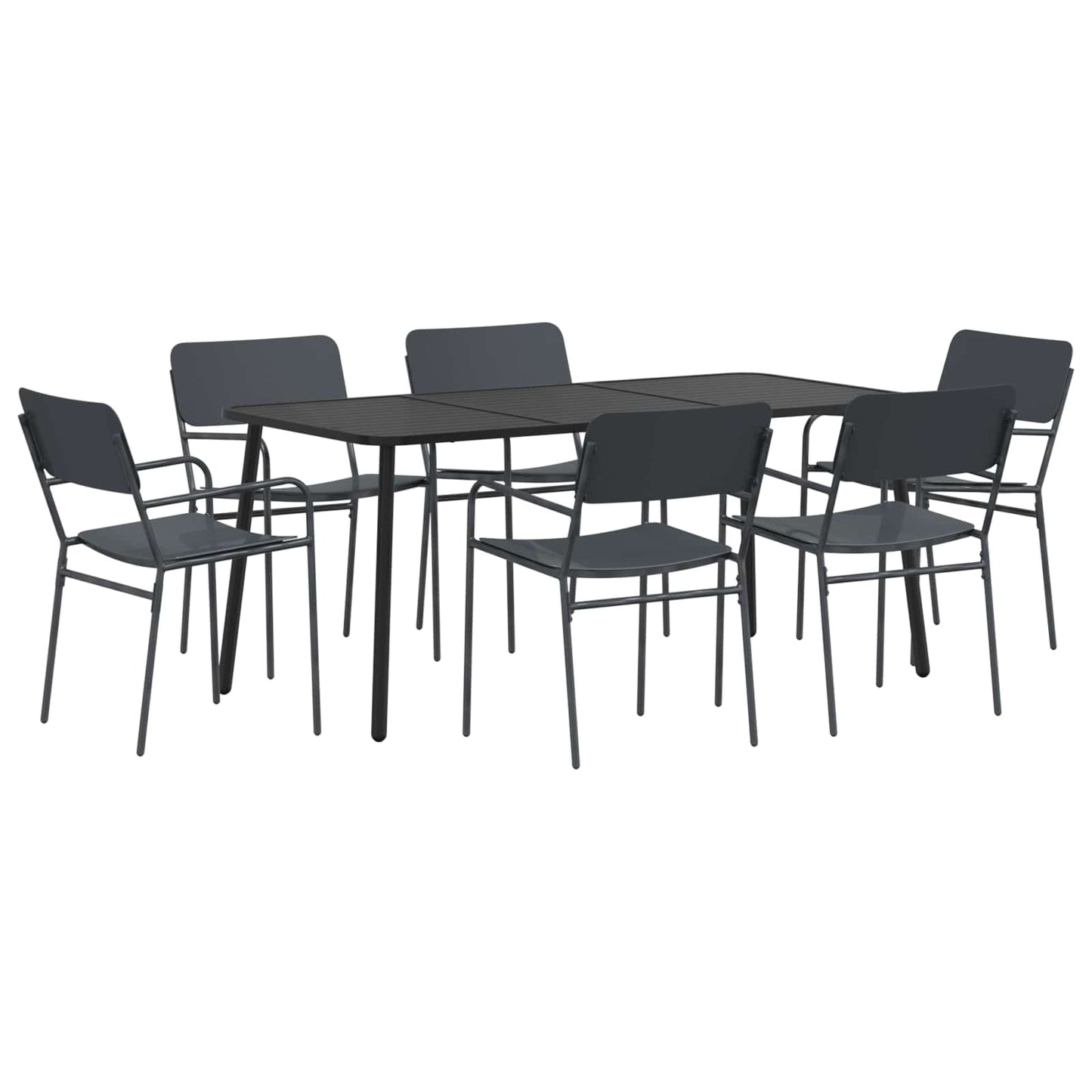 Dining Set 7 pcs Anthracite Steel