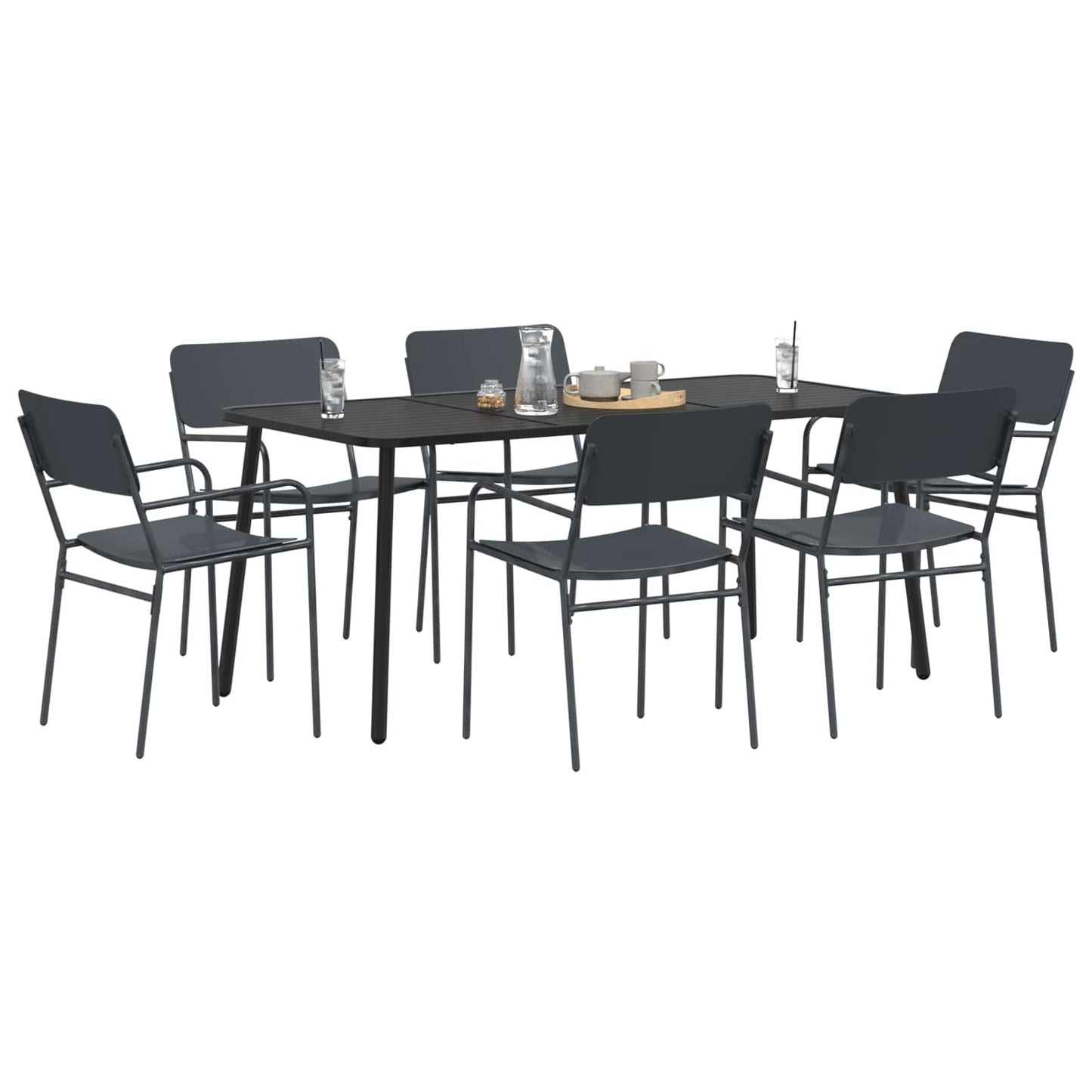 Dining Set 7 pcs Anthracite Steel