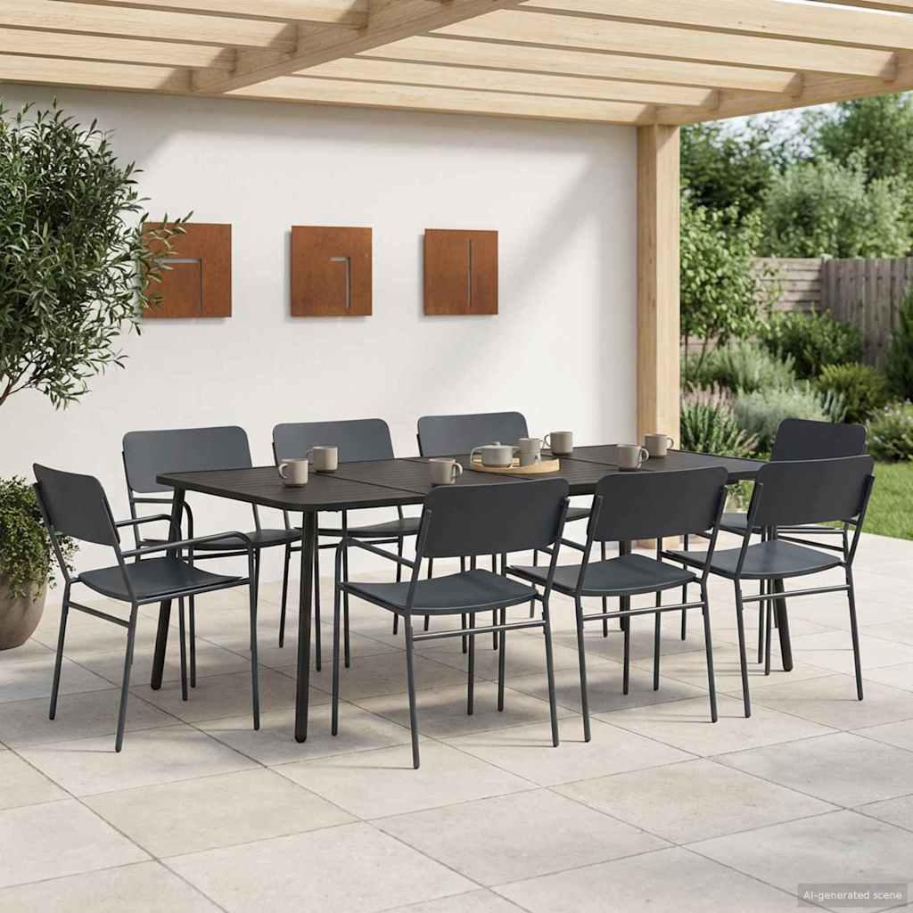 Dining Set 9 pcs Anthracite Steel