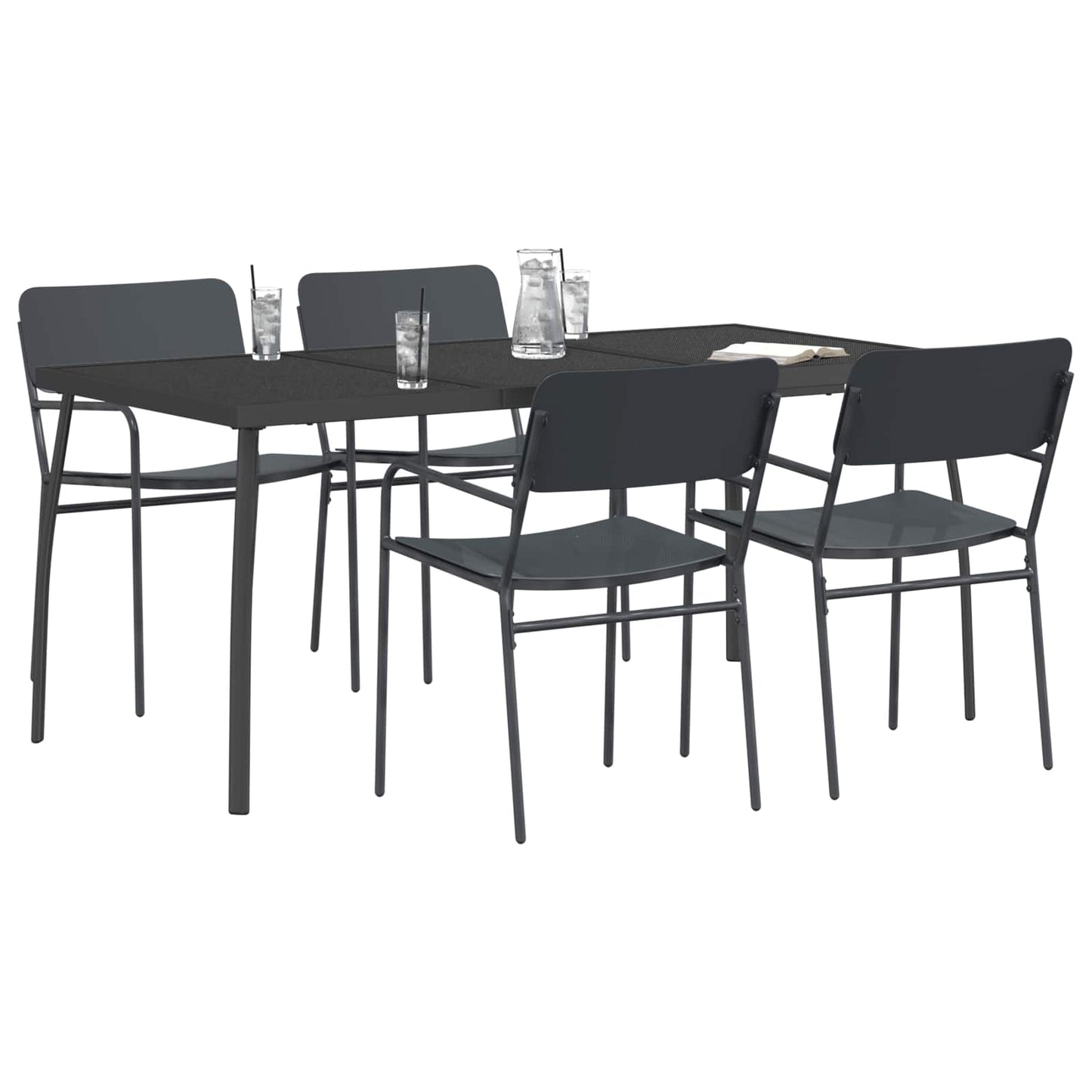 Dining Set 5 pcs Anthracite Steel
