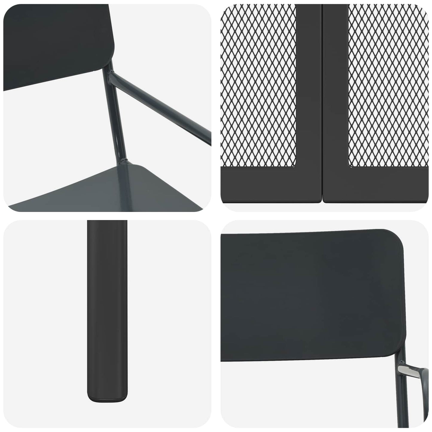 Dining Set 7 pcs Anthracite Steel