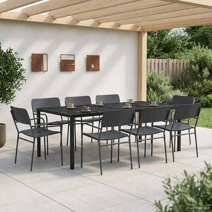 Outdoor Furniture Set 9 pcs Anthracite Steel
