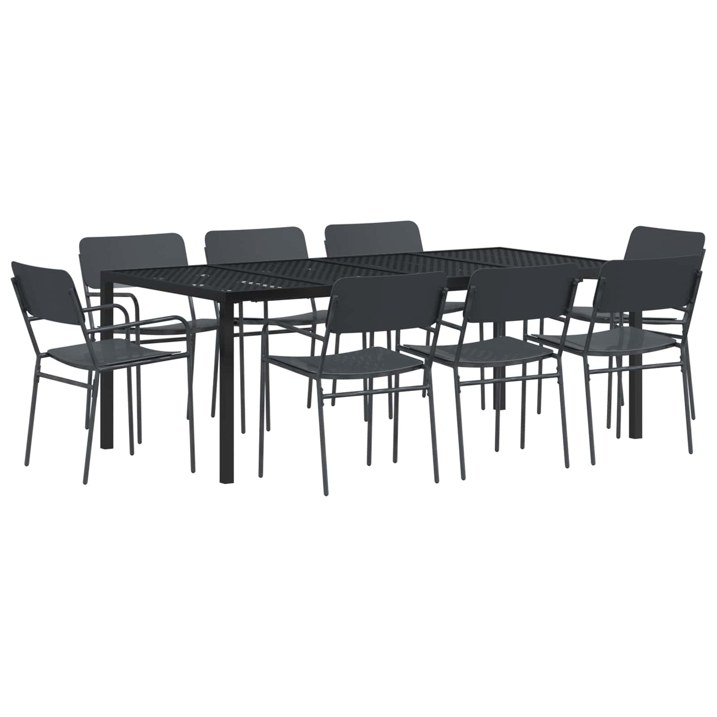 Outdoor Furniture Set 9 pcs Anthracite Steel