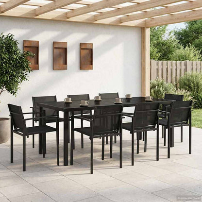 Outdoor Furniture Set 7 pcs Black and Anthracite Textilene