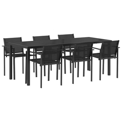 Outdoor Furniture Set 7 pcs Black and Anthracite Textilene