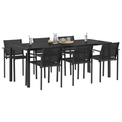 Outdoor Furniture Set 7 pcs Black and Anthracite Textilene