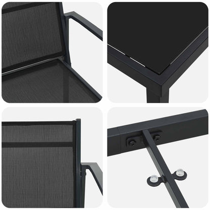 Outdoor Furniture Set 9 pcs Black and Anthracite Textilene