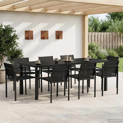 Outdoor Furniture Set 9 pcs Black and Anthracite Textilene