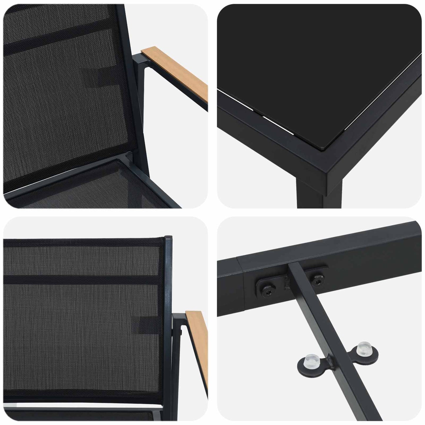 Outdoor Furniture Set 7 pcs Black and Anthracite Textilene
