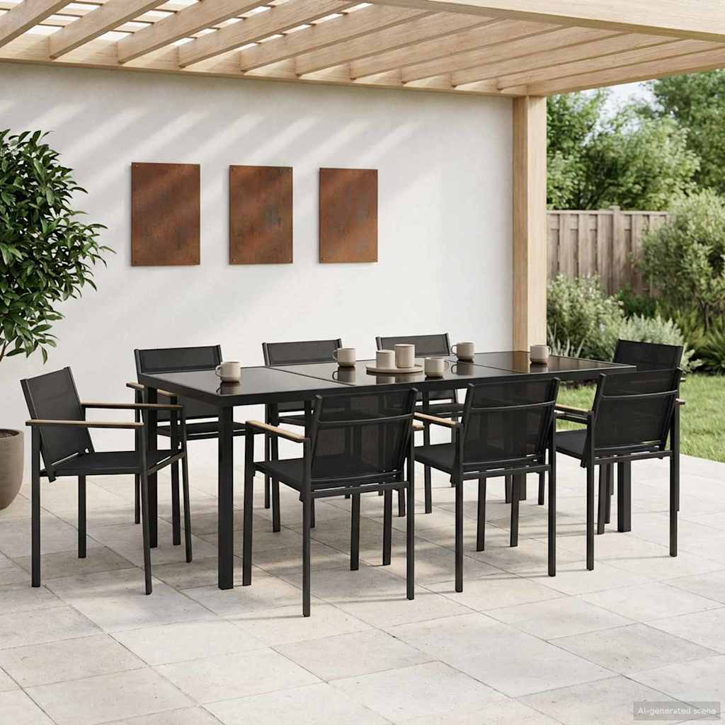 Outdoor Furniture Set 7 pcs Black and Anthracite Textilene