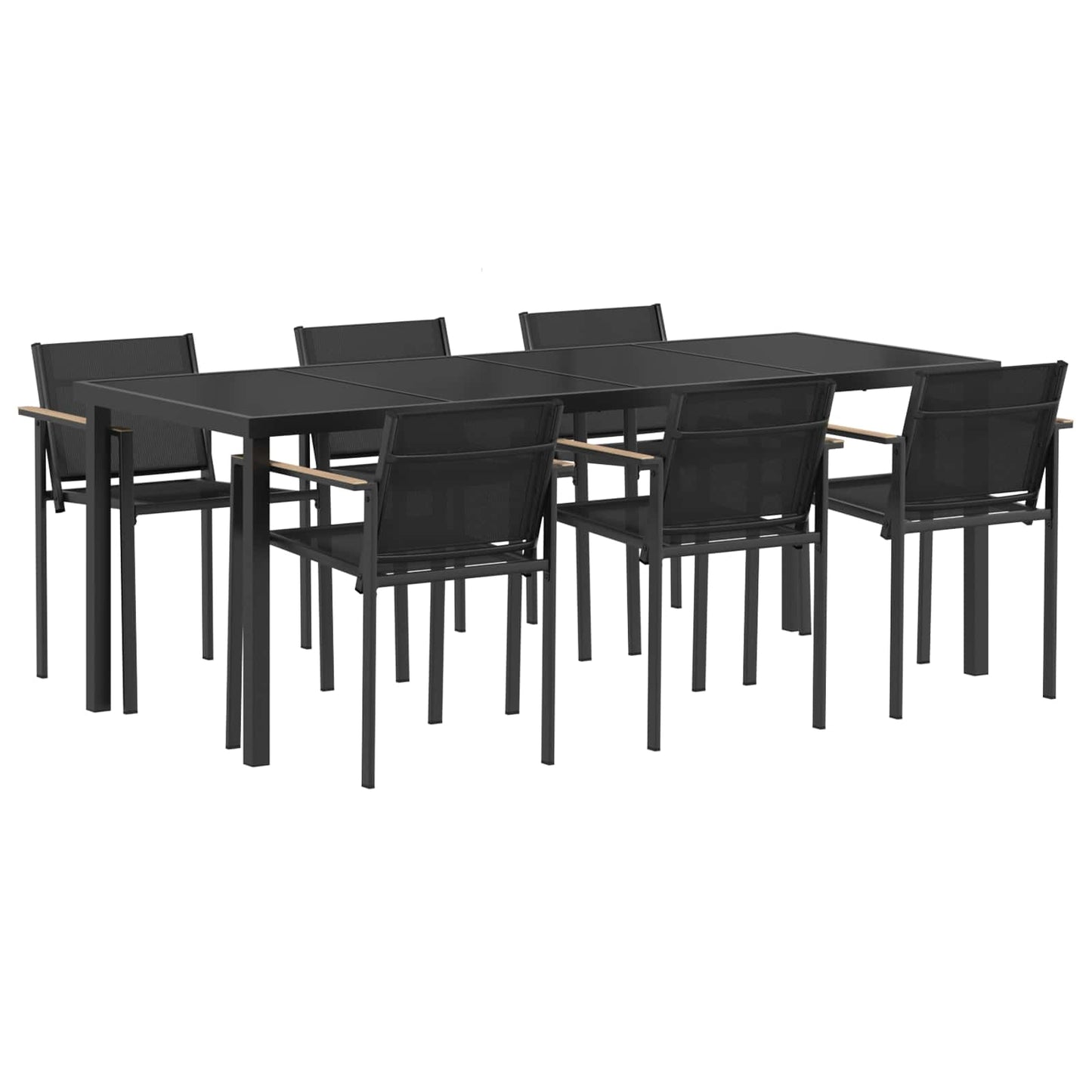 Outdoor Furniture Set 7 pcs Black and Anthracite Textilene