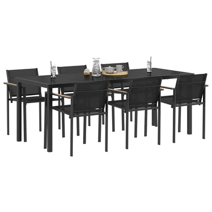 Outdoor Furniture Set 7 pcs Black and Anthracite Textilene