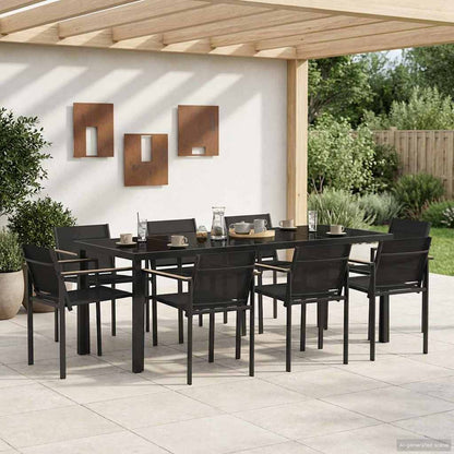 Outdoor Furniture Set 9 pcs Black and Anthracite Textilene