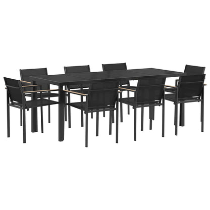 Outdoor Furniture Set 9 pcs Black and Anthracite Textilene
