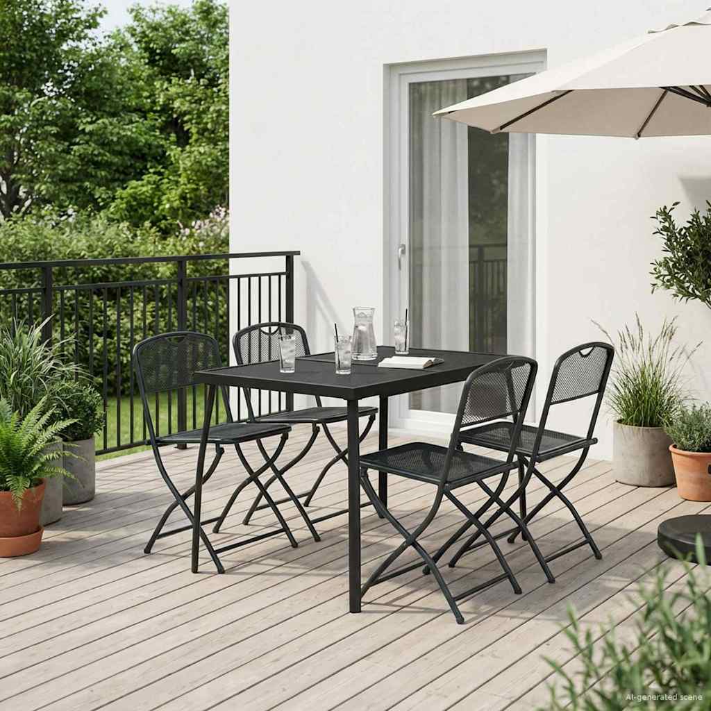 Outdoor Furniture Set Folding 5 pcs Anthracite Iron and Steel