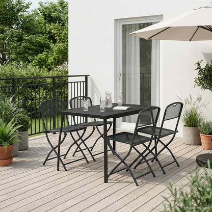 Outdoor Furniture Set Folding 5 pcs Anthracite Iron and Steel
