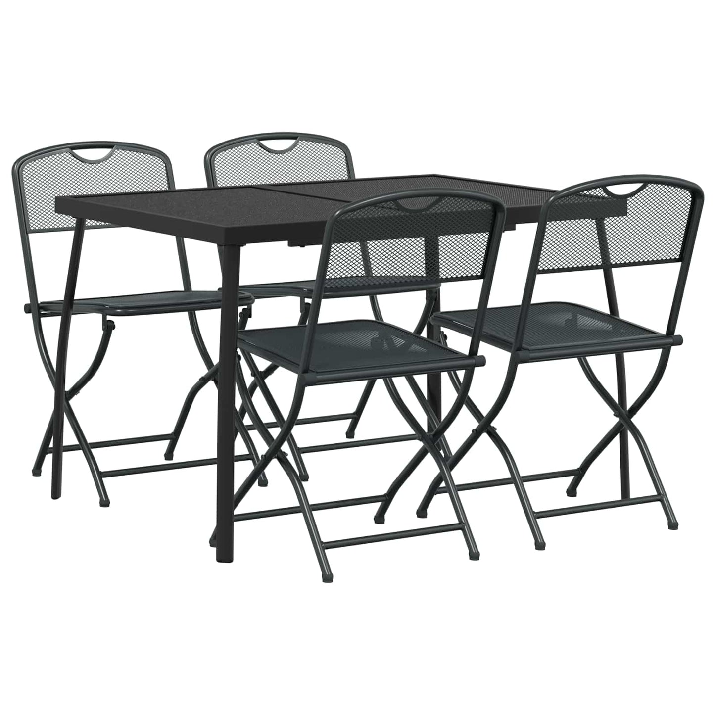 Outdoor Furniture Set Folding 5 pcs Anthracite Iron and Steel