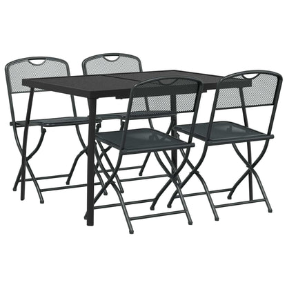 Outdoor Furniture Set Folding 5 pcs Anthracite Iron and Steel