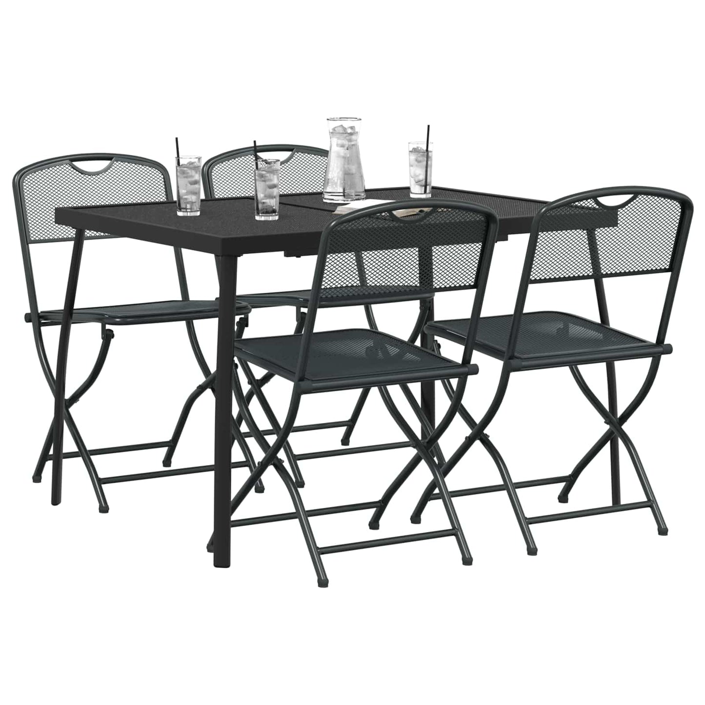Outdoor Furniture Set Folding 5 pcs Anthracite Iron and Steel