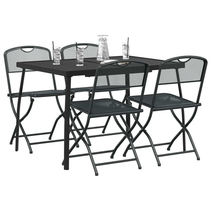 Outdoor Furniture Set Folding 5 pcs Anthracite Iron and Steel