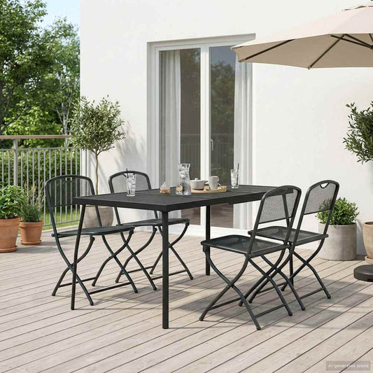 Outdoor Furniture Set Folding 5 pcs Anthracite Iron and Steel
