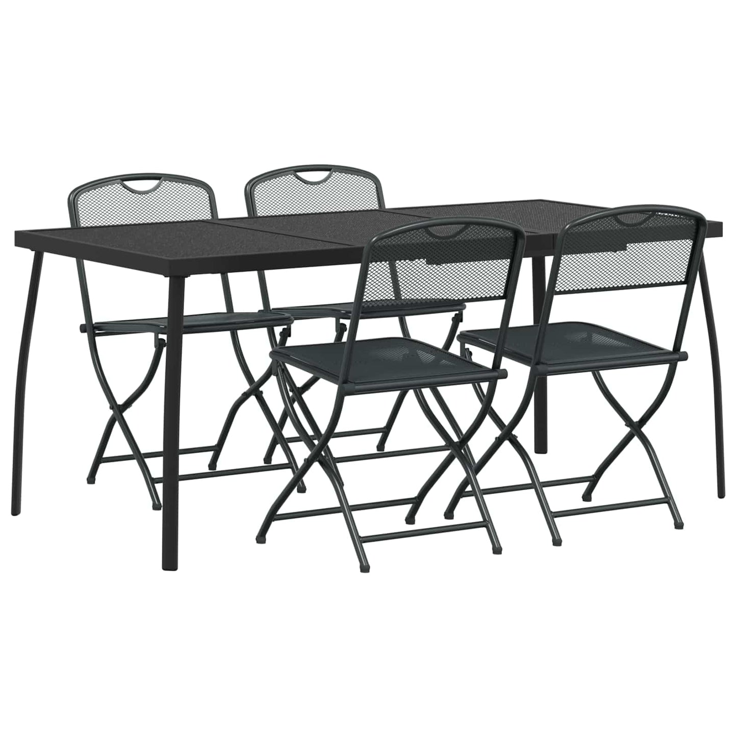 Outdoor Furniture Set Folding 5 pcs Anthracite Iron and Steel