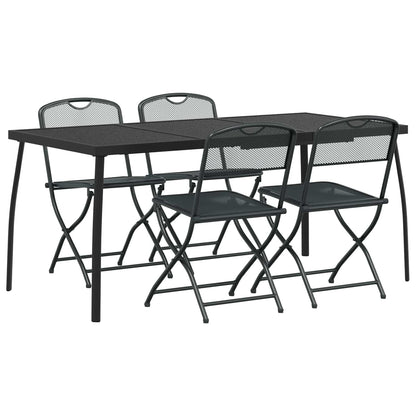 Outdoor Furniture Set Folding 5 pcs Anthracite Iron and Steel
