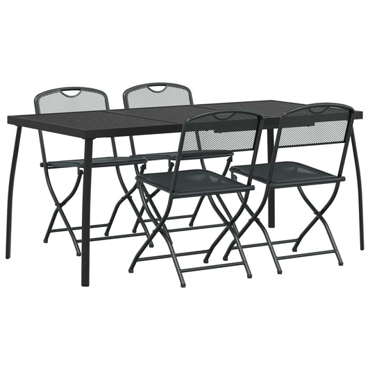 Outdoor Furniture Set Folding 5 pcs Anthracite Iron and Steel