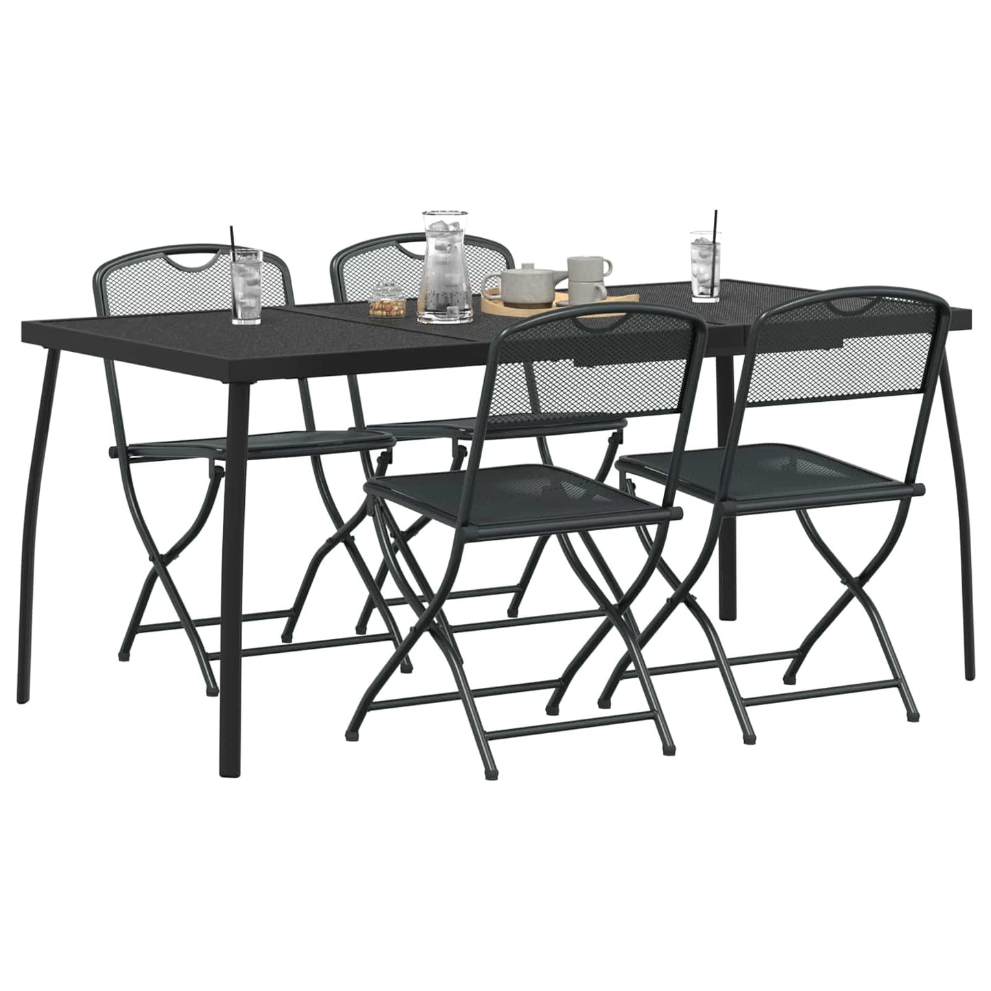 Outdoor Furniture Set Folding 5 pcs Anthracite Iron and Steel