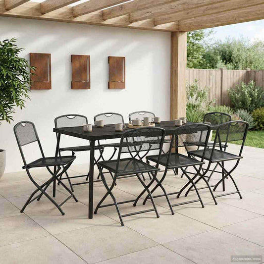 Outdoor Furniture Set Folding 7 pcs Anthracite Iron and Steel