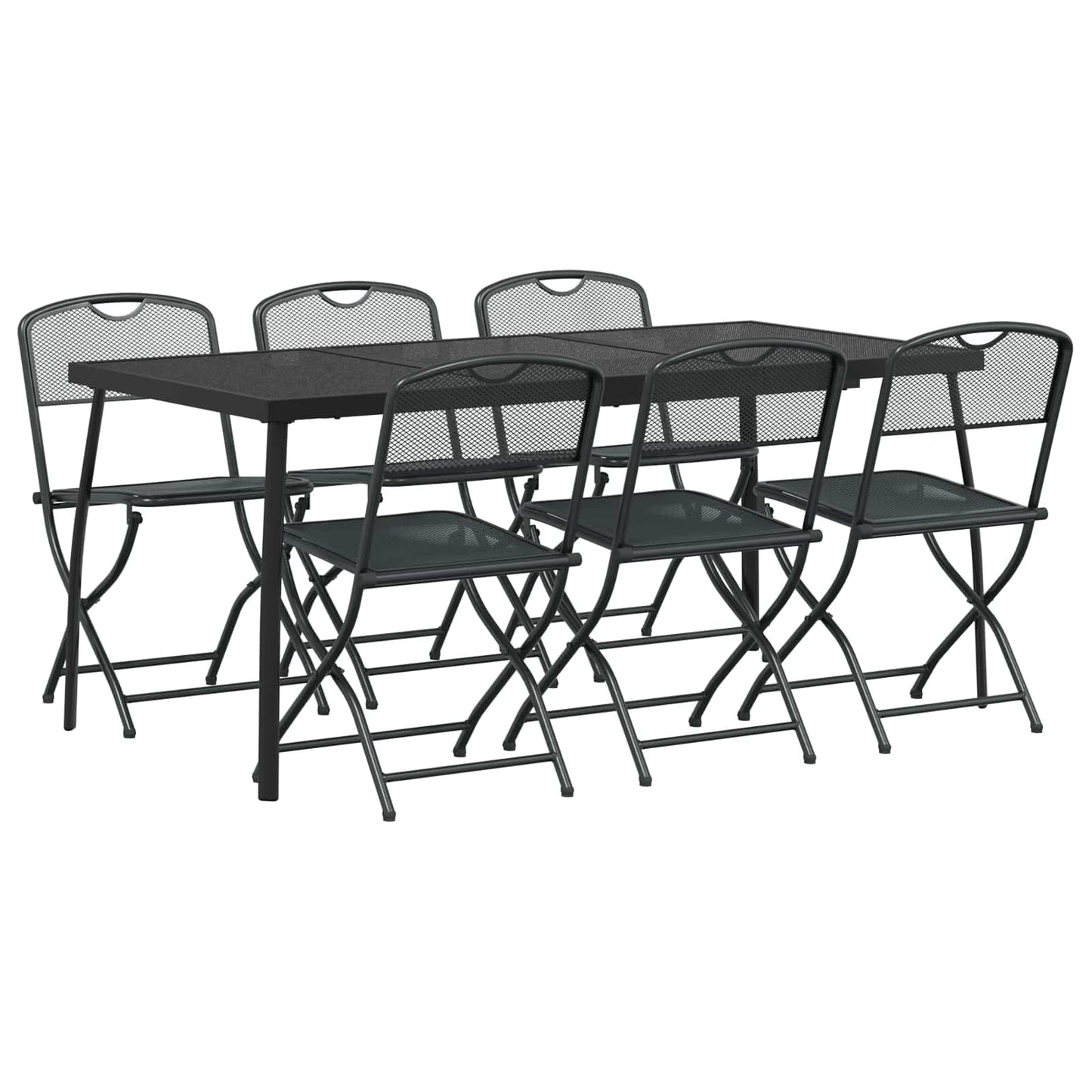 Outdoor Furniture Set Folding 7 pcs Anthracite Iron and Steel