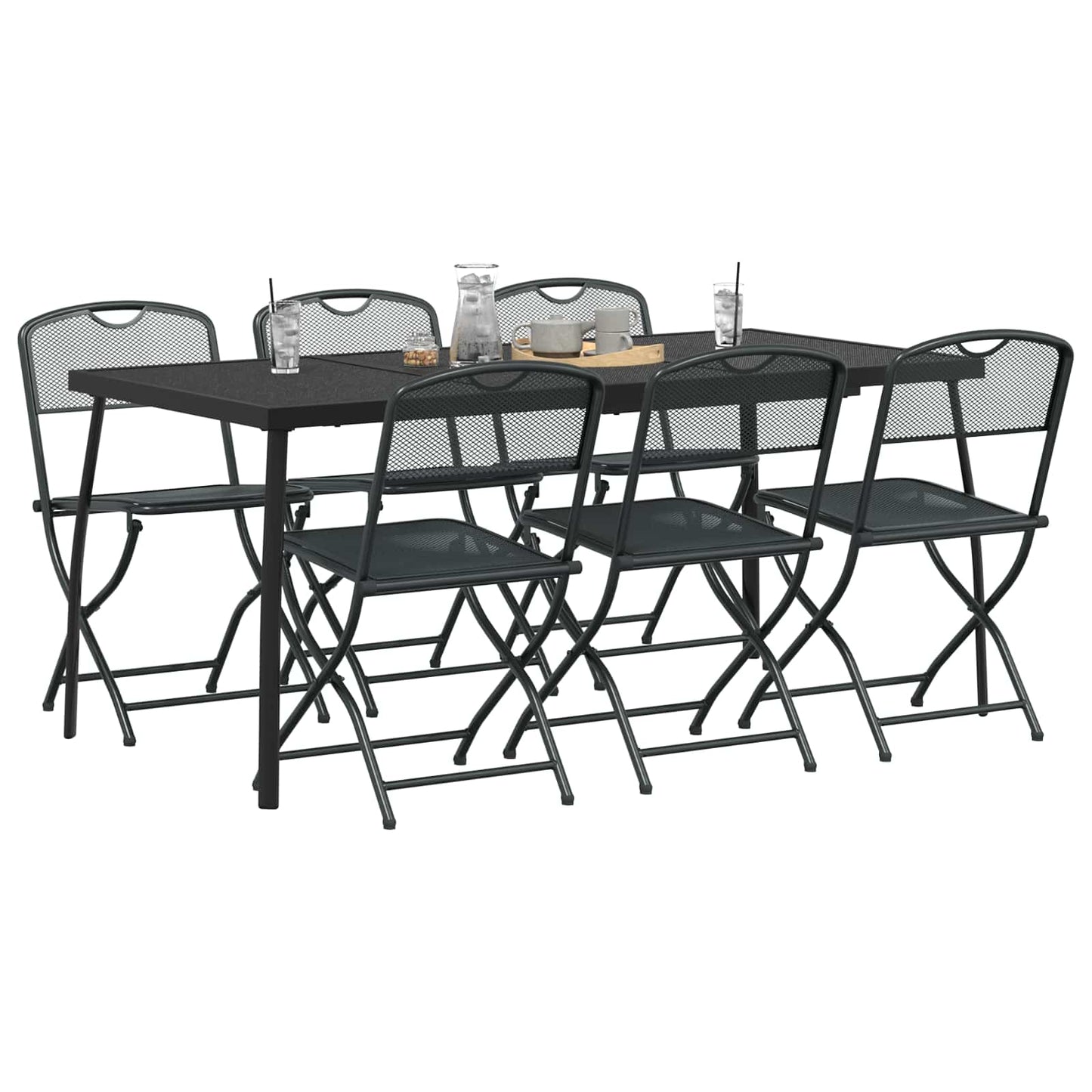 Outdoor Furniture Set Folding 7 pcs Anthracite Iron and Steel