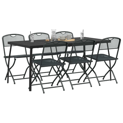 Outdoor Furniture Set Folding 7 pcs Anthracite Iron and Steel
