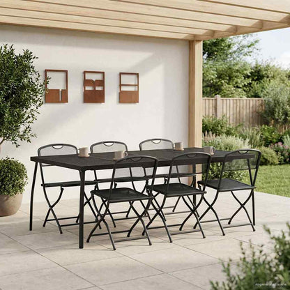 Outdoor Furniture Set Folding 7 pcs Anthracite Iron and Steel