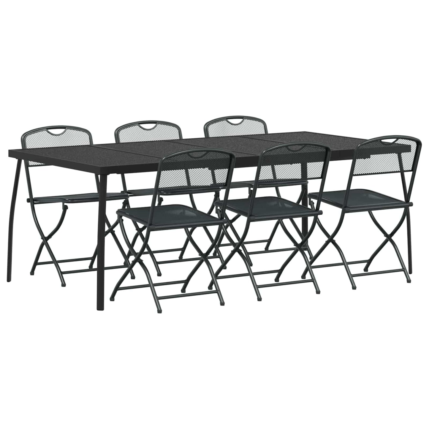 Outdoor Furniture Set Folding 7 pcs Anthracite Iron and Steel