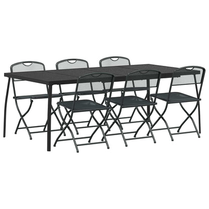 Outdoor Furniture Set Folding 7 pcs Anthracite Iron and Steel