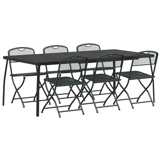 Outdoor Furniture Set Folding 7 pcs Anthracite Iron and Steel