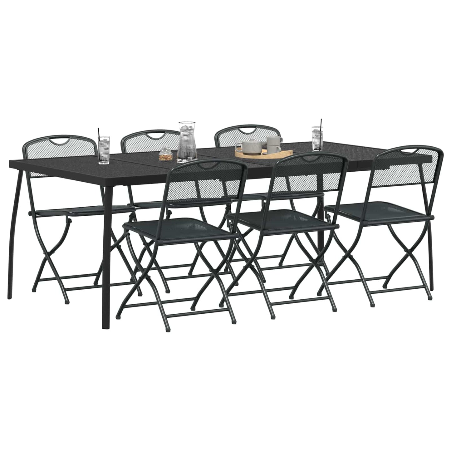 Outdoor Furniture Set Folding 7 pcs Anthracite Iron and Steel