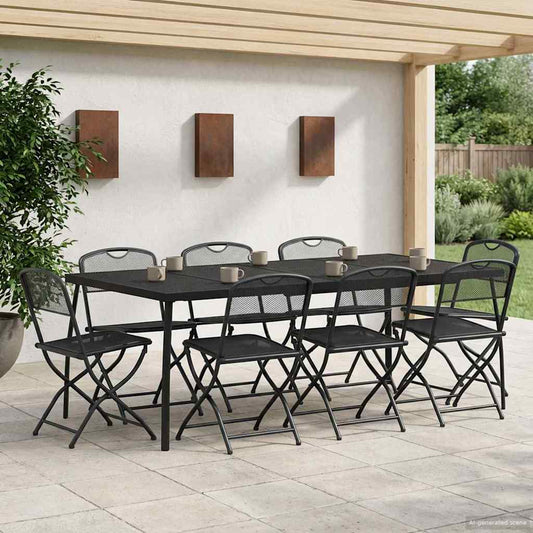 Outdoor Furniture Set Folding 9 pcs Anthracite Iron and Steel