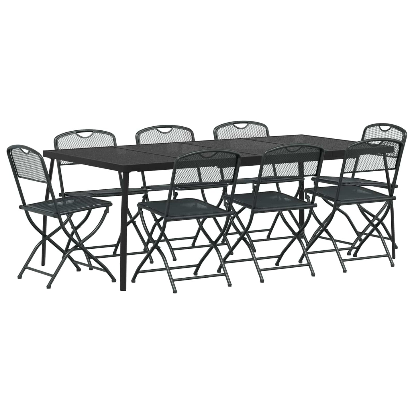 Outdoor Furniture Set Folding 9 pcs Anthracite Iron and Steel