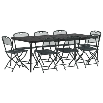 Outdoor Furniture Set Folding 9 pcs Anthracite Iron and Steel