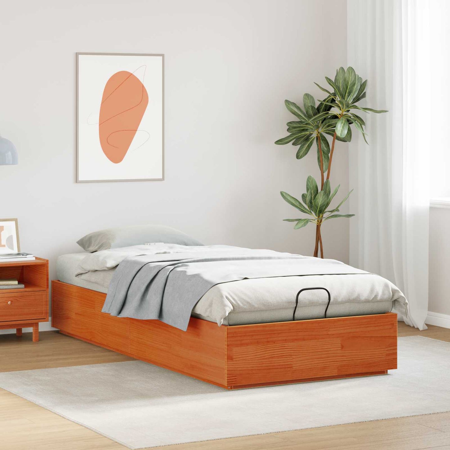 Ottoman Bed Frame Wax Brown 75 x 190 cm Solid Pine Wood